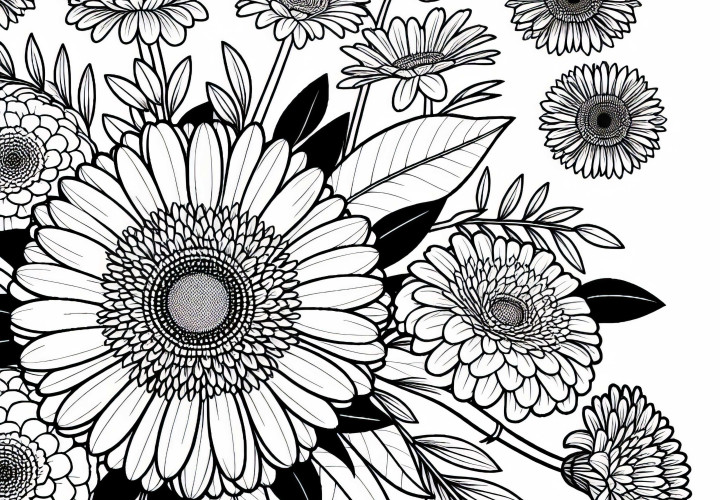 Gerbera pobarvanka brezplačno za prenos