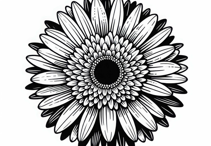 게르베라 꽃의 색칠하기 그림 – 무료 색칠 도안