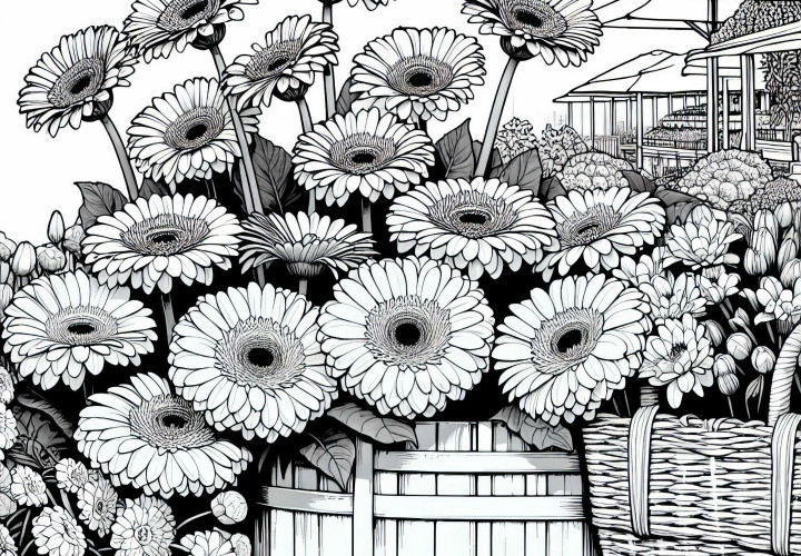 Več gerber v gredi – Risalna predloga brezplačno