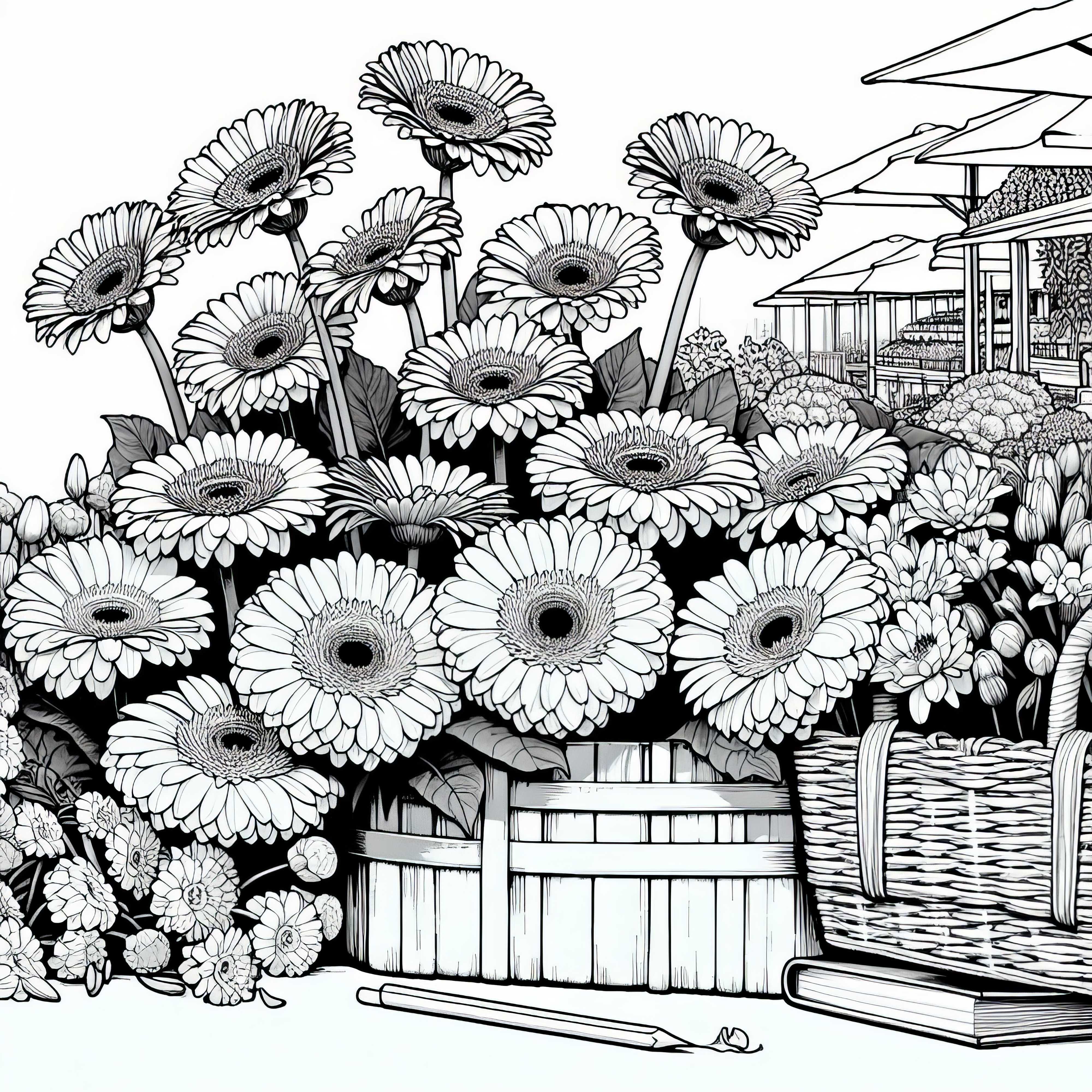 Več gerber v gredi - barvna predloga brezplačno