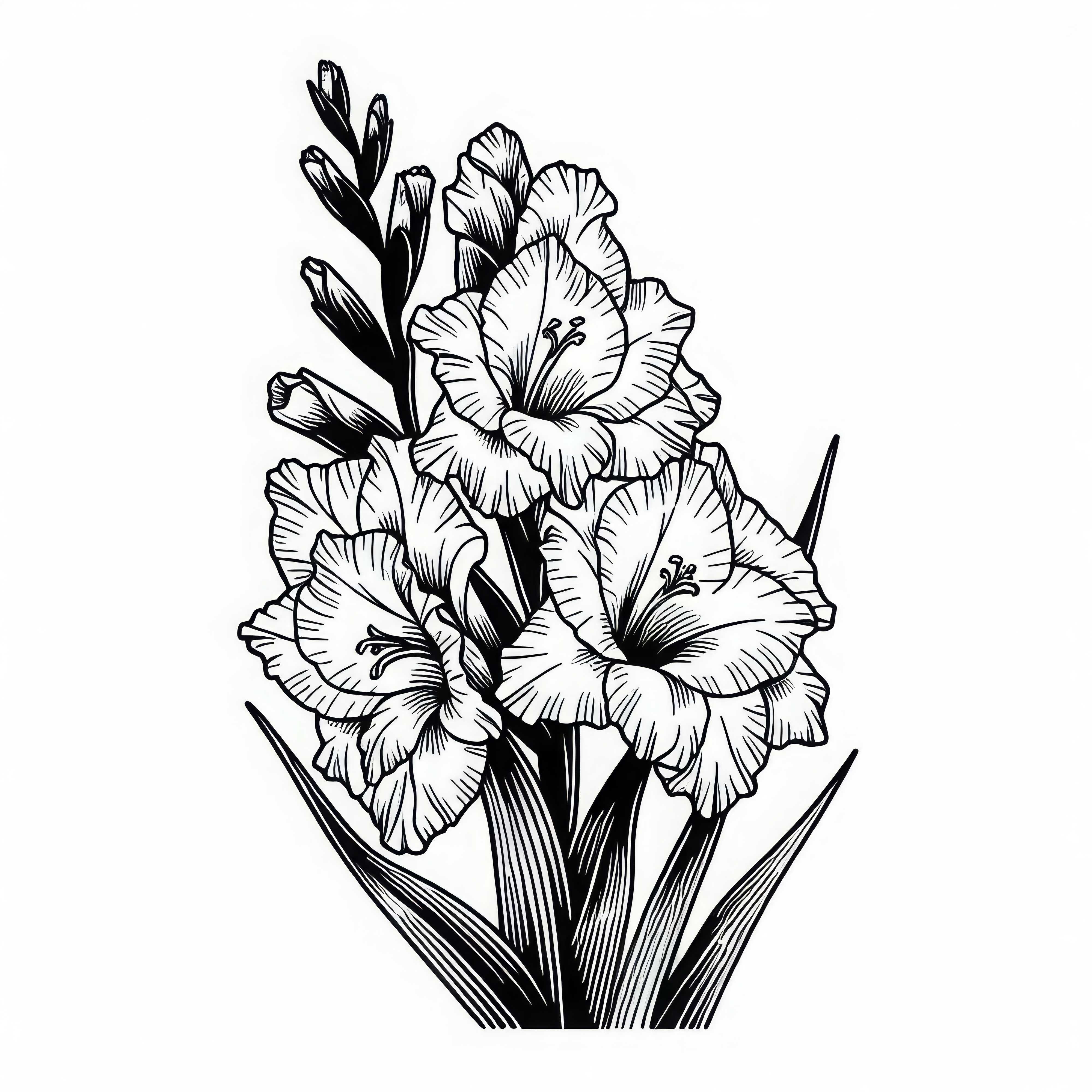 Imagem de colorir com a flor da gládio grátis para download Desenho para colorir com flor de gládio grátis para download