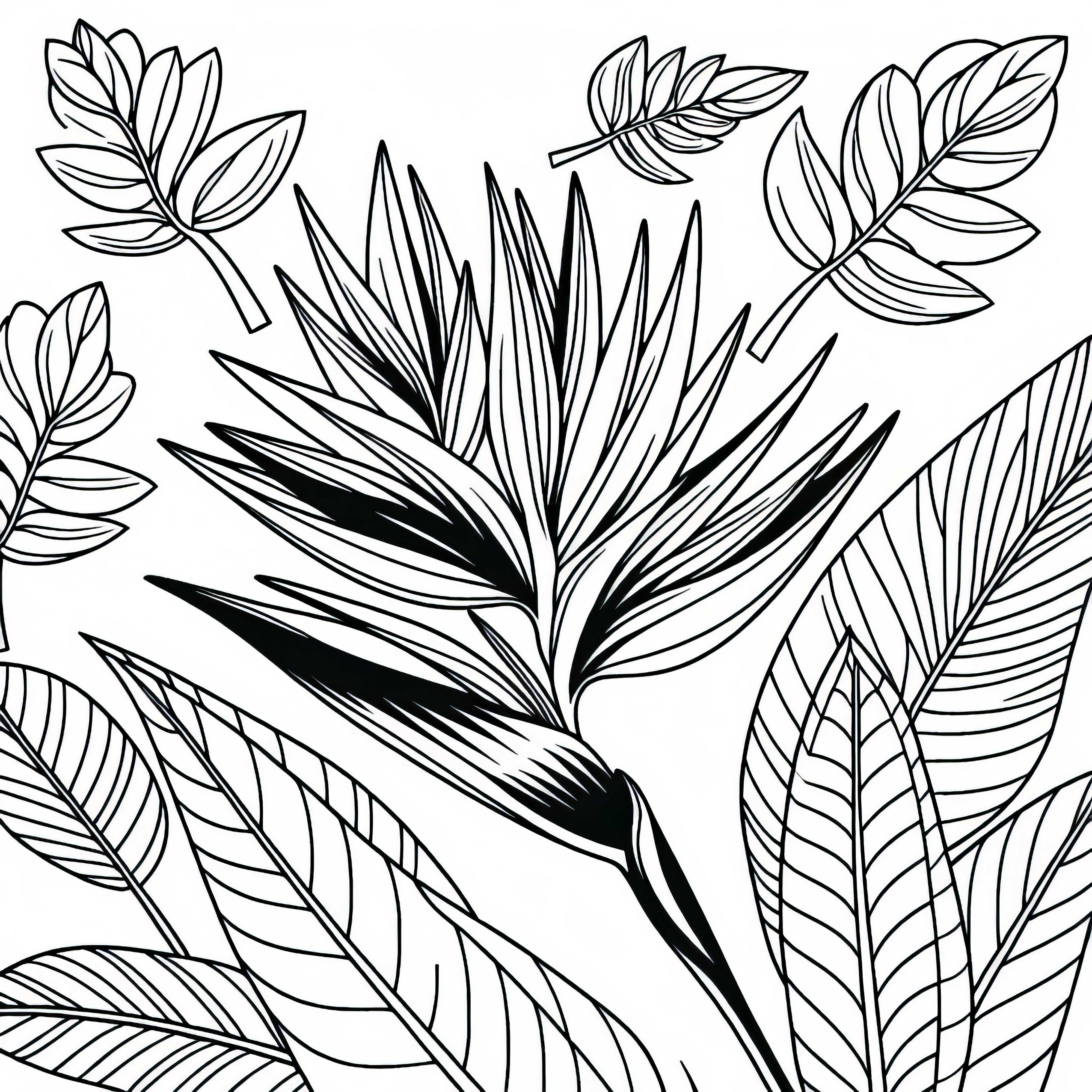 Скица на хеликон – Безплатно за сваляне Оцветяваща страница на хеликония – Безплатно за изтегляне