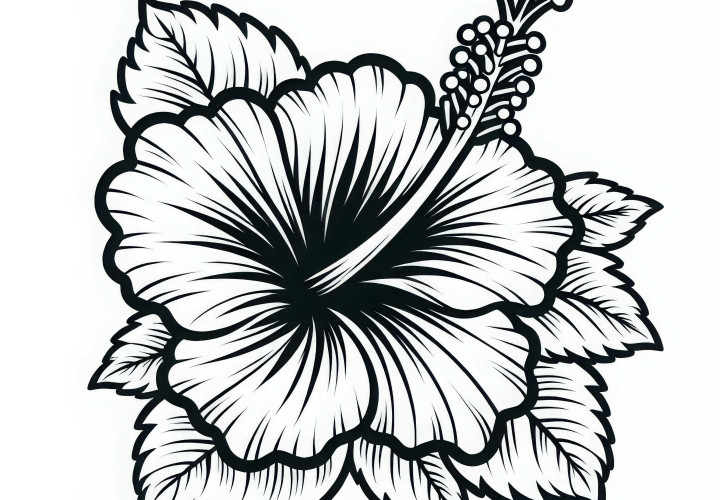 Free Hibiscus Coloring Page