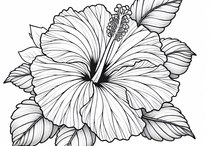 Hibiscus Blossom Coloring Page Free