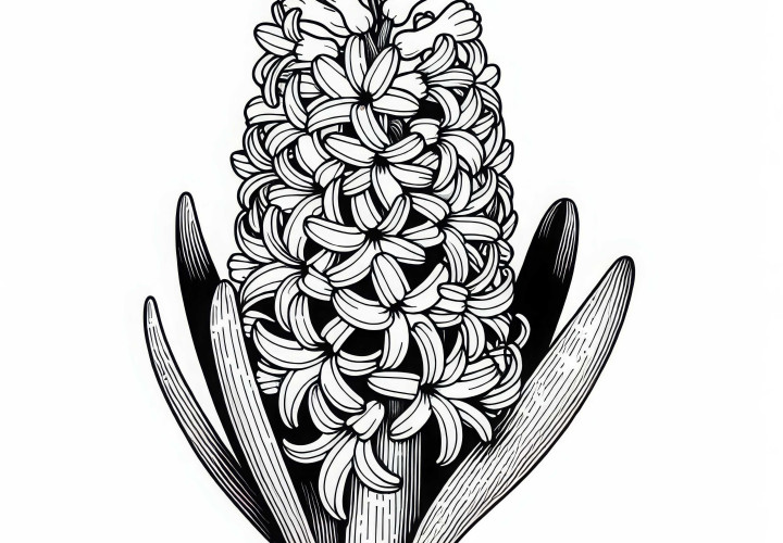 Оцветяваща картина с зюмбюли – безплатен шаблон за сваляне