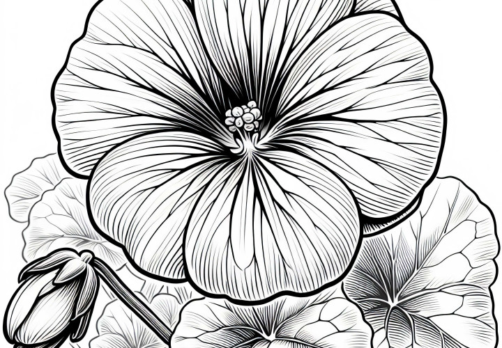 Цвят на капуцинерска настурция – безплатен шаблон за оцветяване