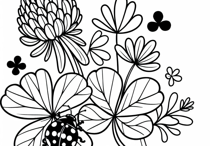 Синигер седи на детелина – Безплатен шаблон за оцветяване