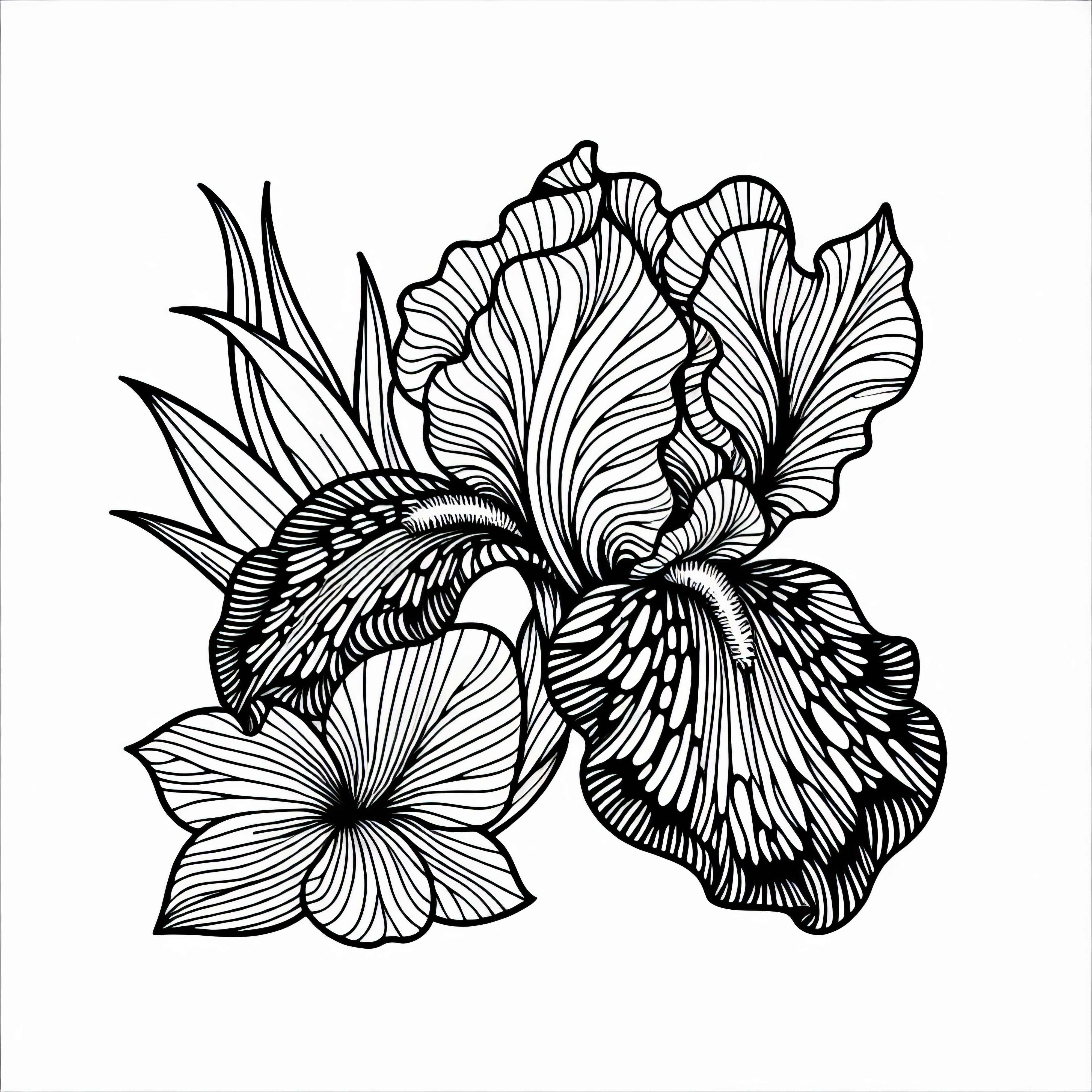 Безплатна оцветяваща страница на цветето на ириса Безплатна книжка за оцветяване с цветето на ириса