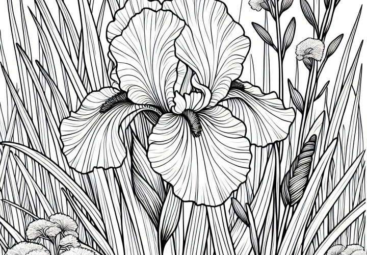 Ирис - картина за оцветяване безплатно