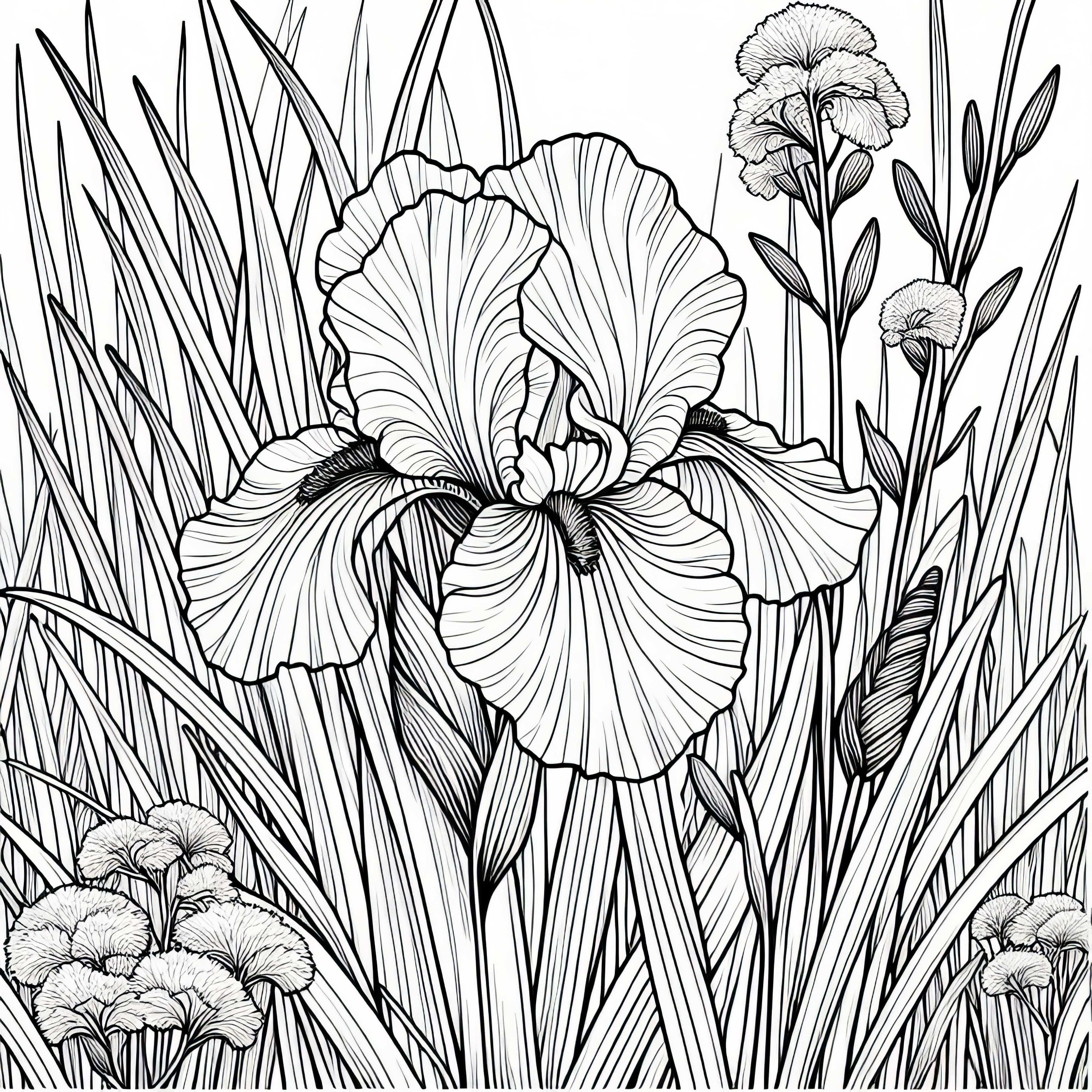 Илюстрация за оцветяване на ирис растение безплатно Безплатна цветна снимка на растението ирис