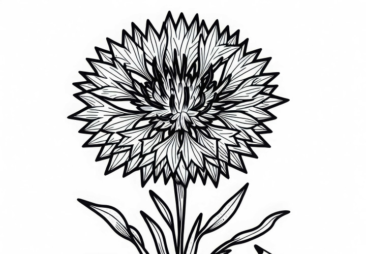 Coloring page of the cornflower - Free coloring template