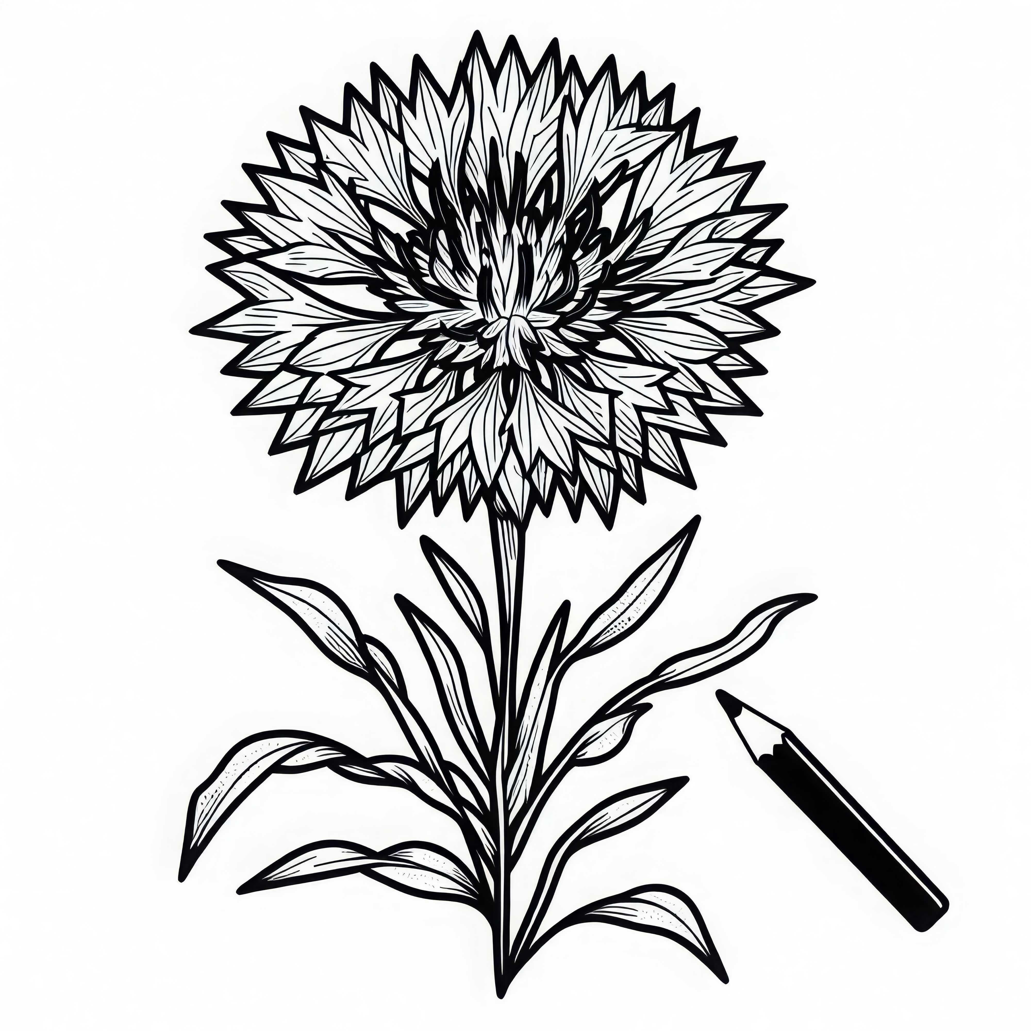 Coloring page of the cornflower – Free coloring template
