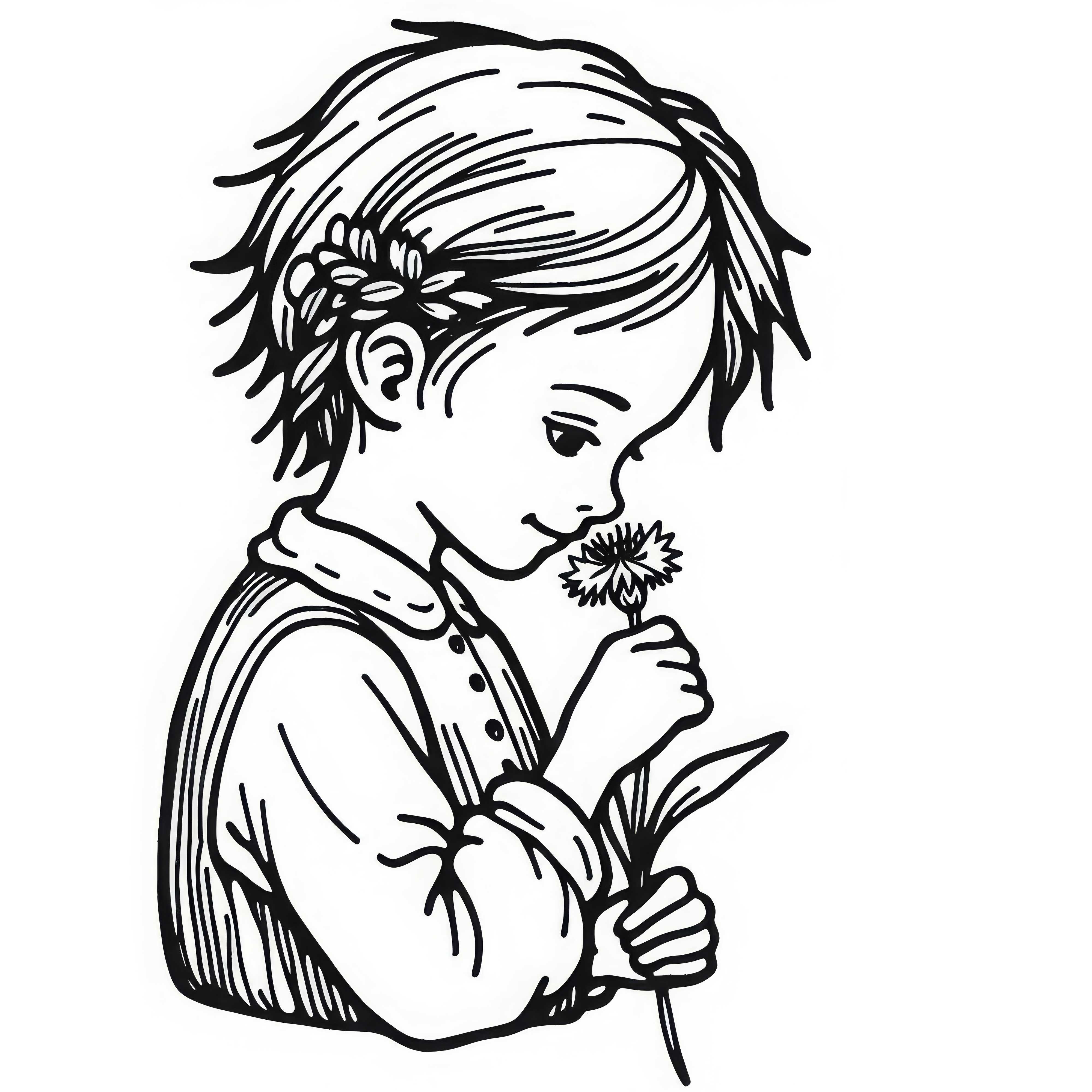Child with Cornflower Coloring Page Free Child with cornflower coloring page free