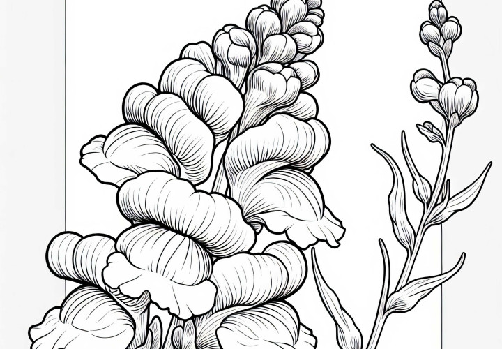 Free coloring page of the flower Snapdragon