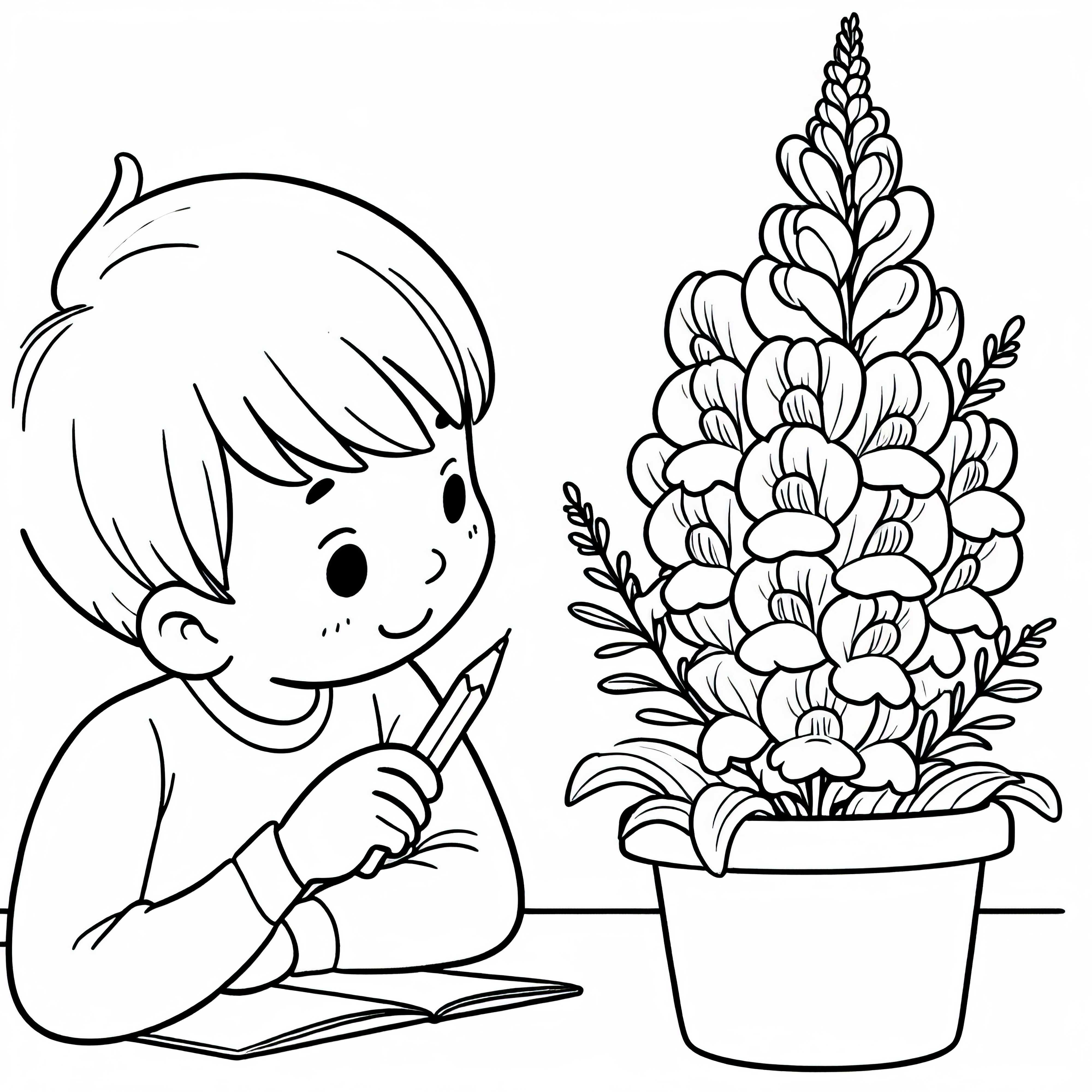 Kind looks at fascinated flower snapdragon coloring page free Kind looks fascinated at flower snapdragon coloring template free