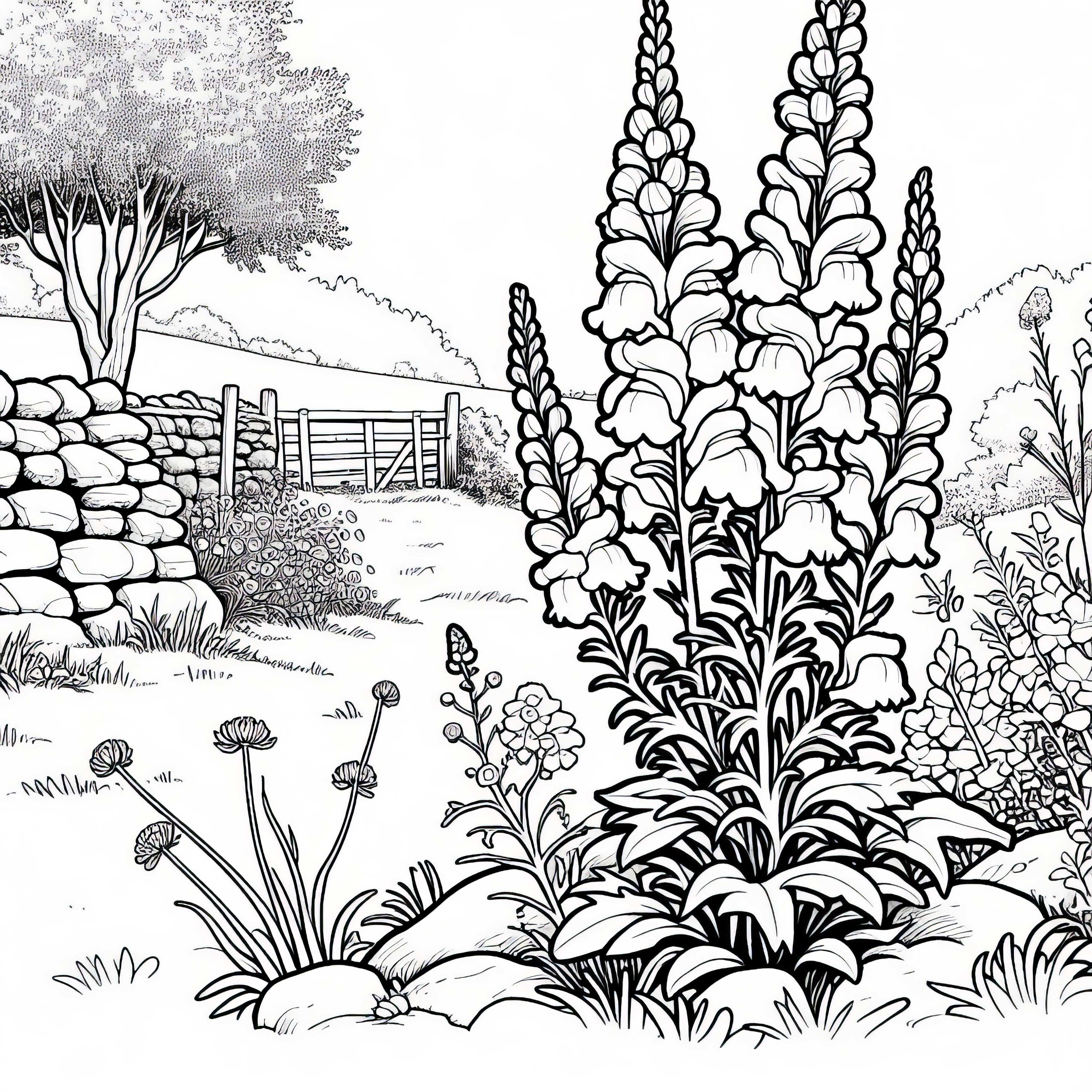 Lion's Mouth in the Vegetable Garden - Free Coloring Page Template