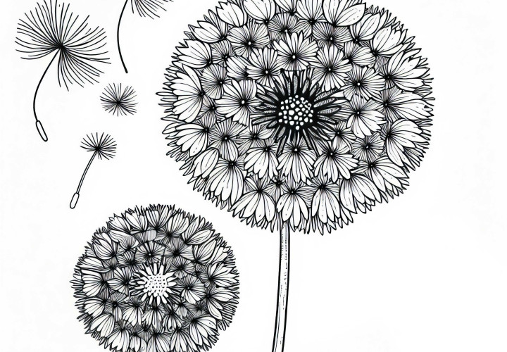 Графика за оцветяване на глухарче – Безплатна опция за изтегляне