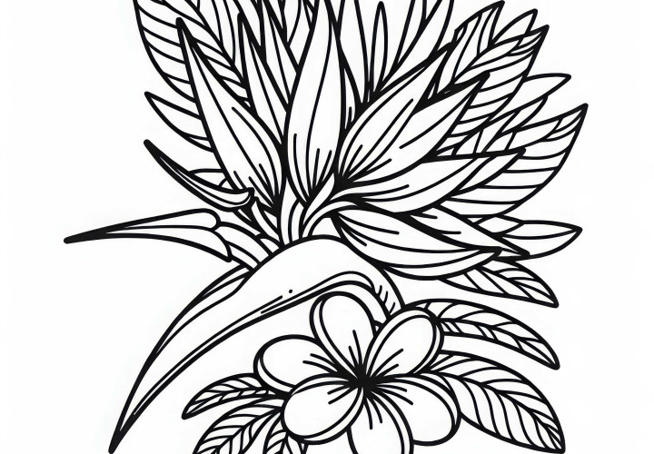 Безплатен модел за оцветяване на цвете райска птица