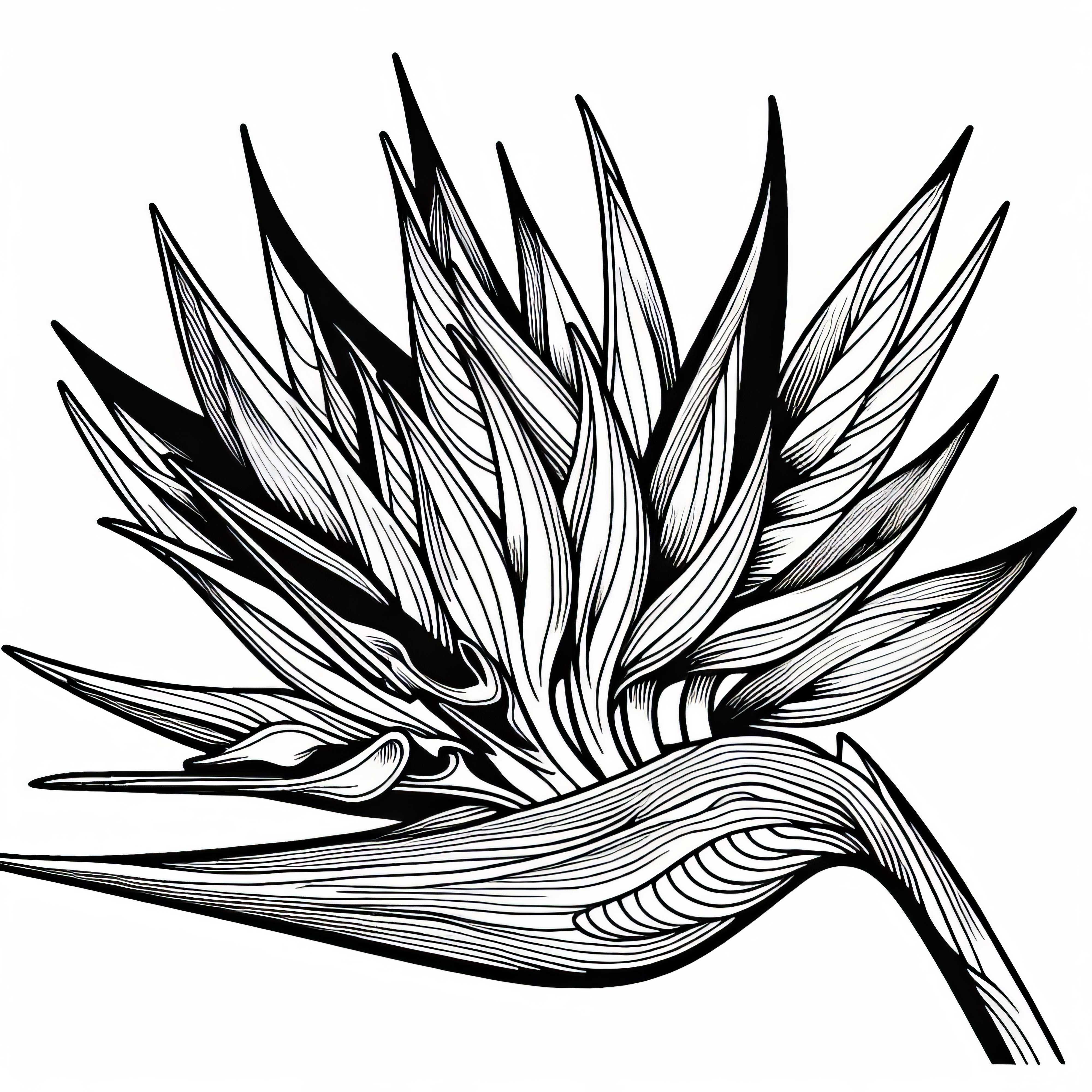 Оцветяема картина на цветето райска птица – Безплатно изтегляне Оцветявка на цвете райска птица – Безплатно сваляне