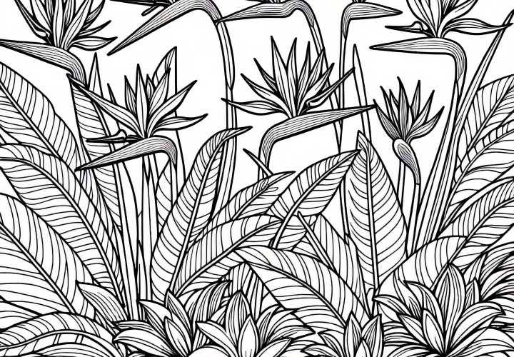 Безплатна оцветявка на многобройни райски цветя