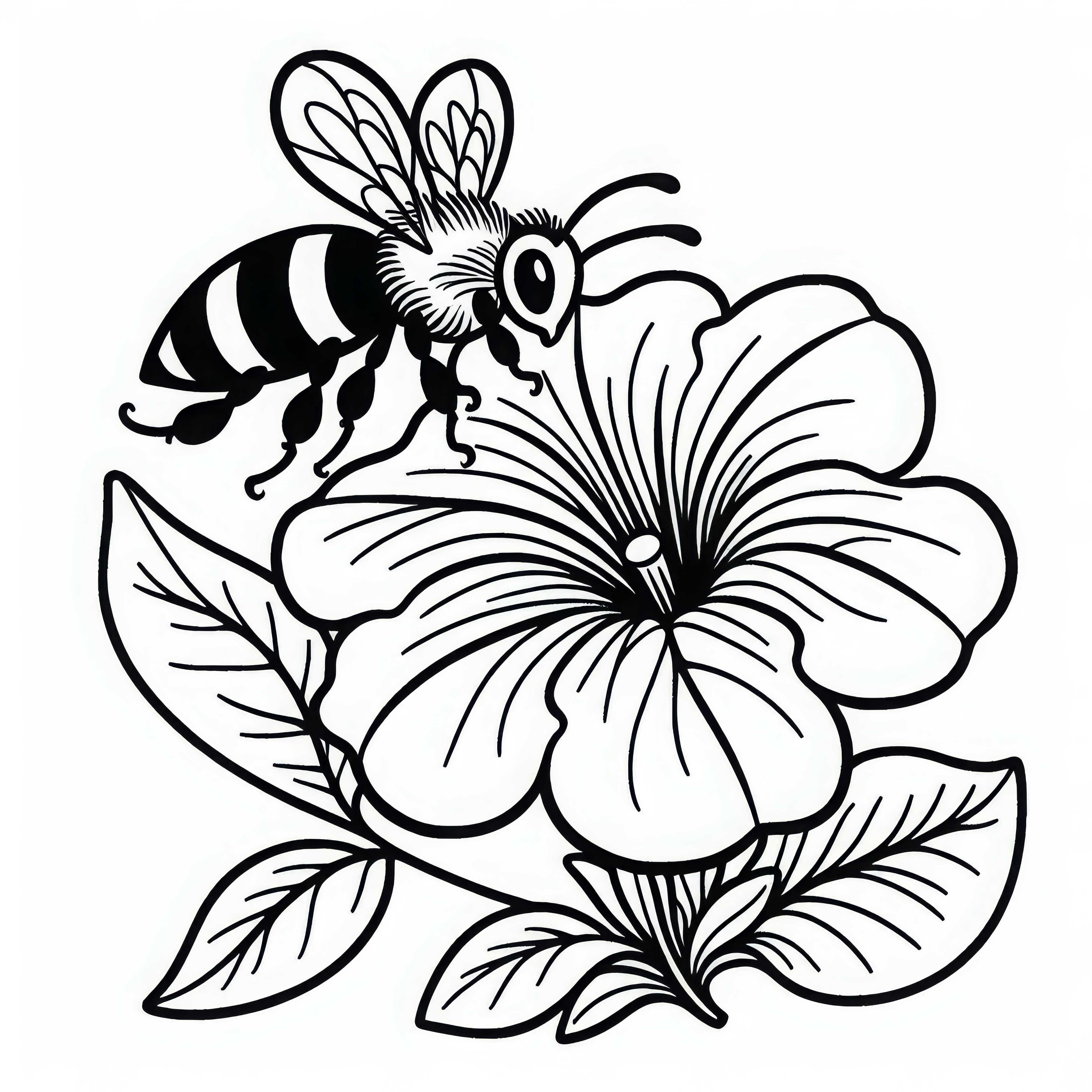 Пчела се носи над цвете петуния - безплатен шаблон за оцветяване Пчела се носи над цвете Петуния - безплатна оцветявка