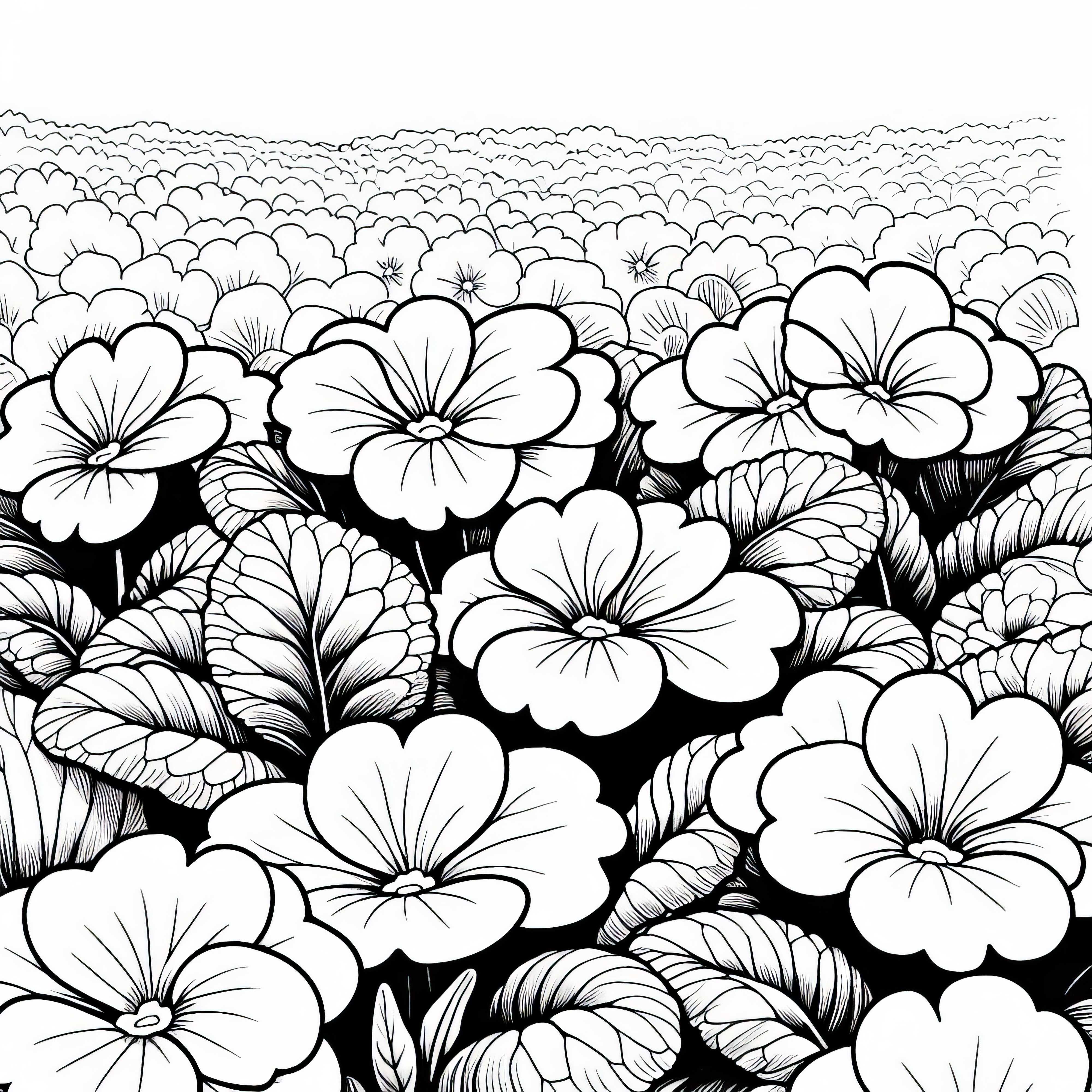 Неколкостот цветя примули - безплатна картинка за оцветяване Безплатна разграфка на няколко цветя Примула