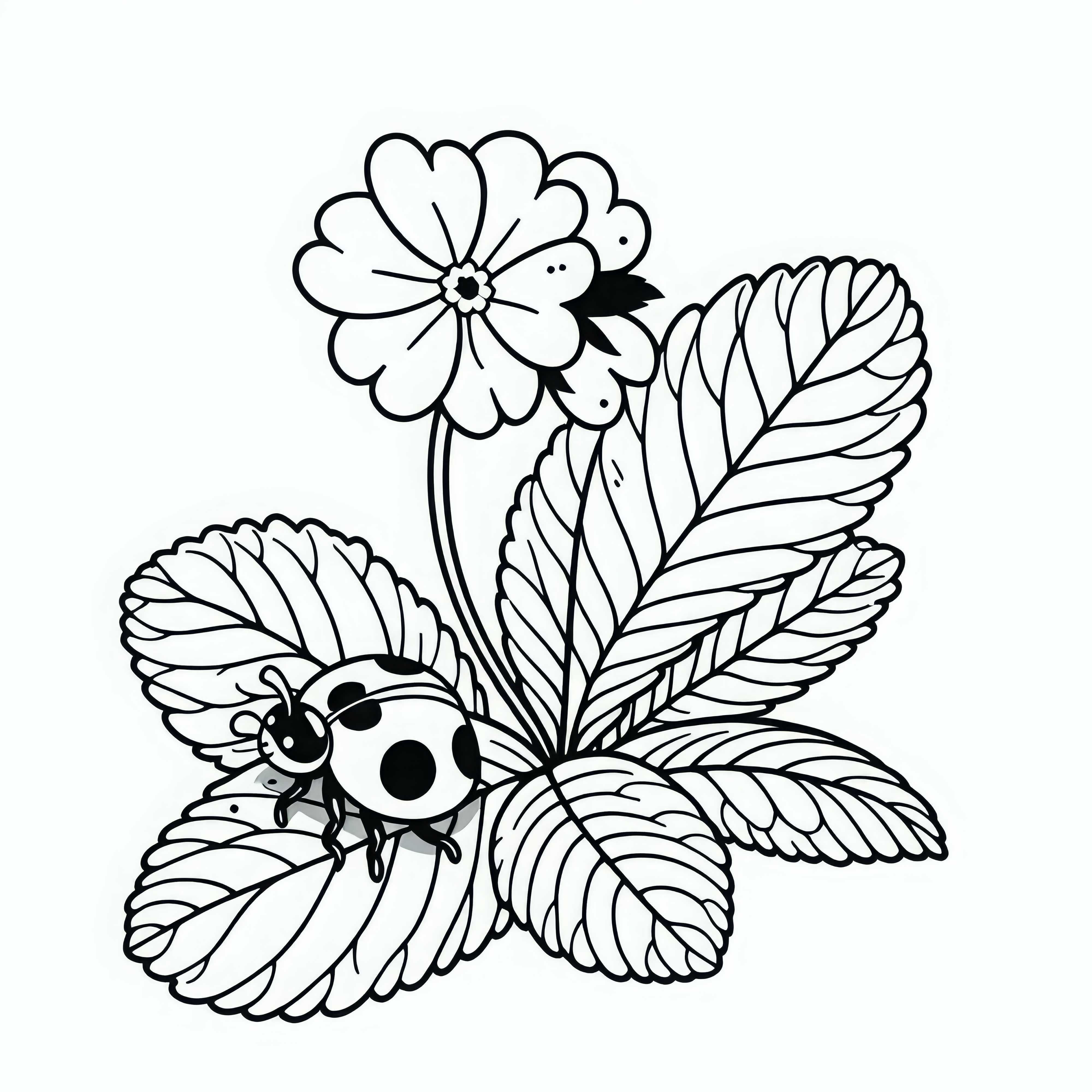 Божият кравар на листо на цвете примула - безплатна картина за оцветяване Сарафан на листо на цвете примула – безплатна картинка за оцветяване