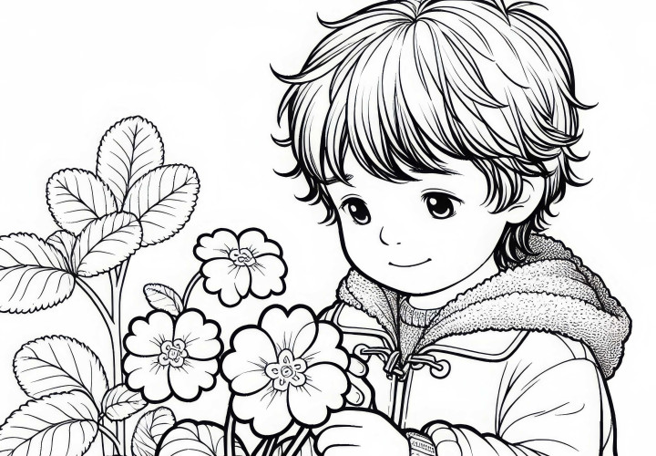 Детска рисунка за оцветяване на цвете Примула безплатно