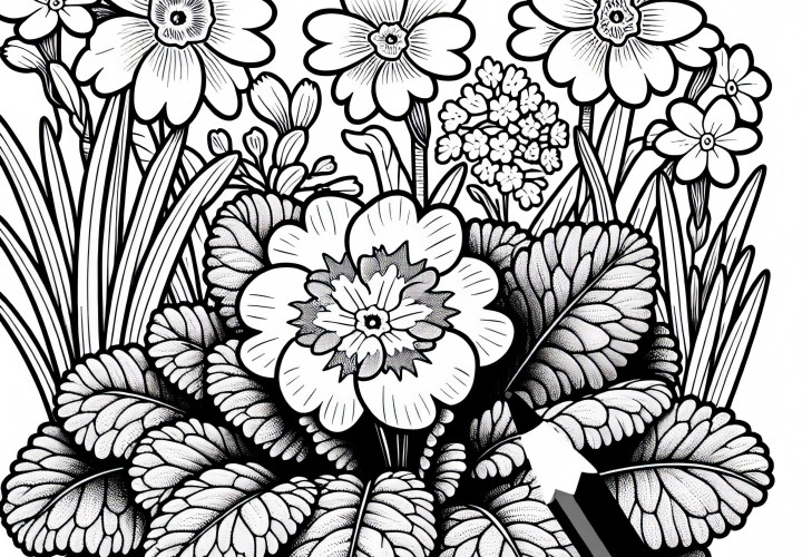 Оцветен чертеж на примула до нарциси - Безплатно изтегляне