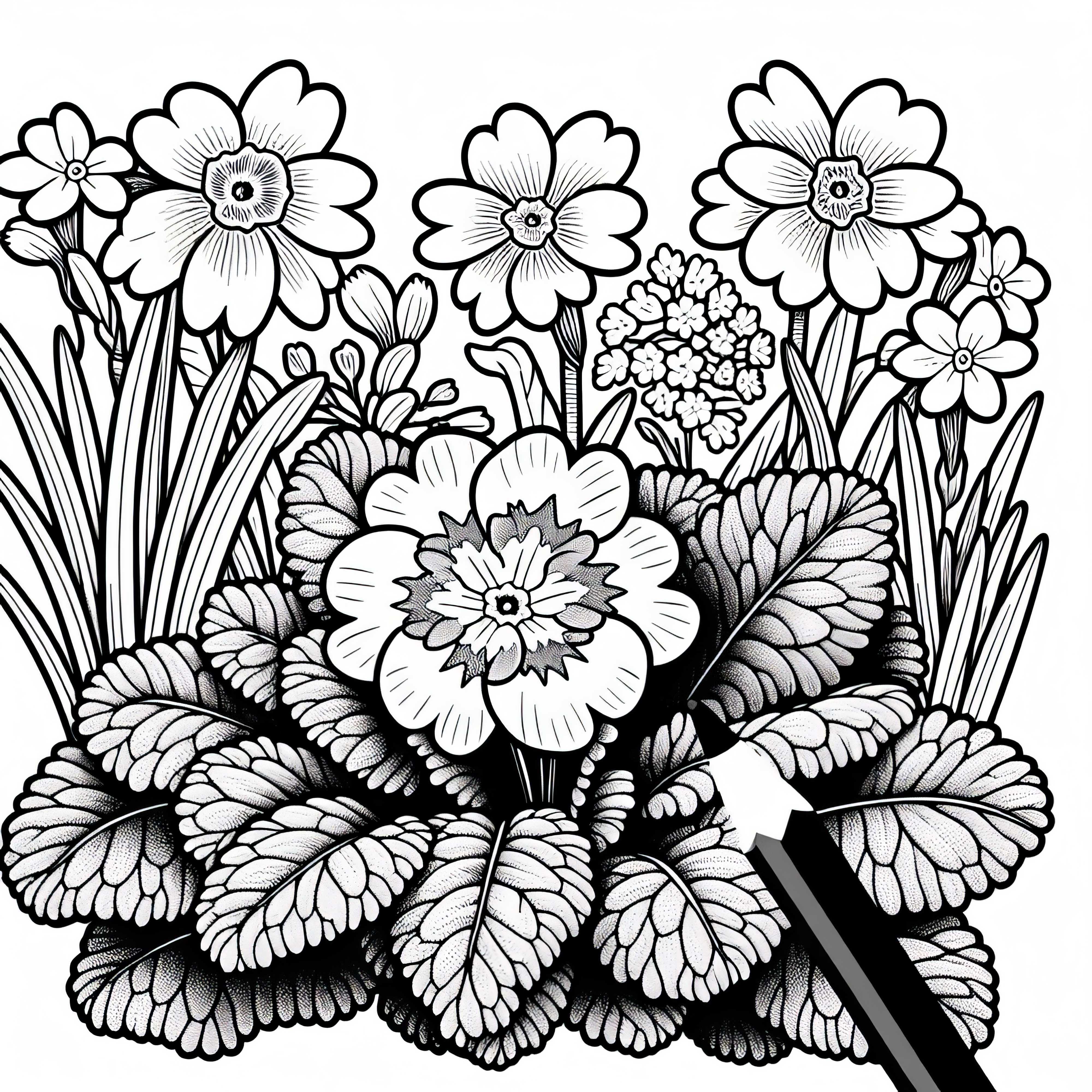 Оцветяваща картина на примула до нарциси - Безплатно изтегляне