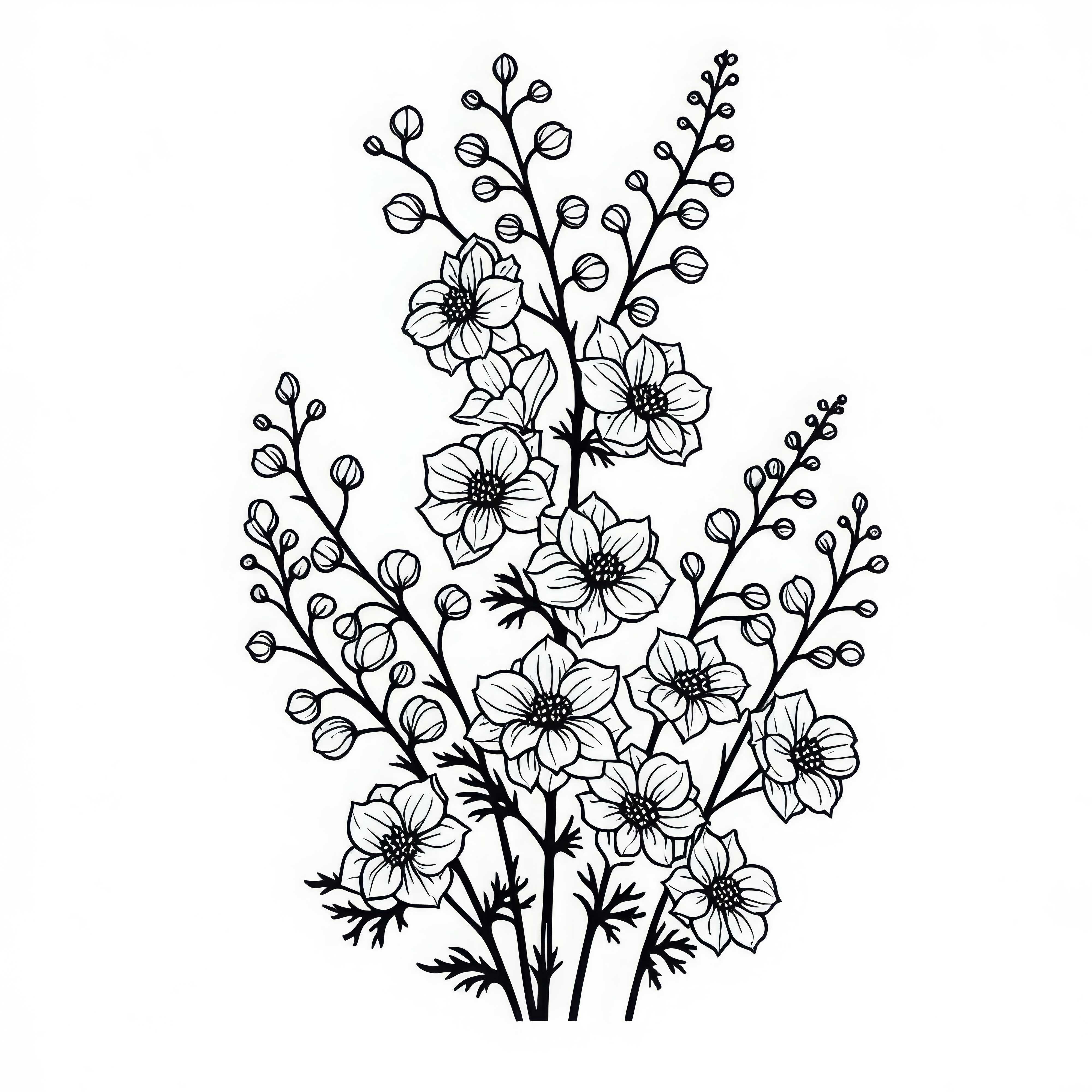 Цвете на цветето Рицарски стъбло Оцветяваща страница Безплатно Цвете на цветето ритерспорно оцветяваща картина безплатно