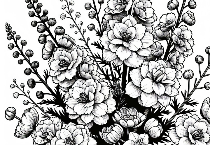 Цвят за оцветяване на рицарски цветя - Множество цветя безплатно за изтегляне