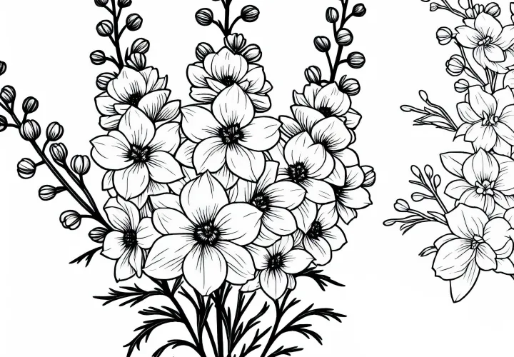 Image à colorier de Delphinium gratuit à télécharger