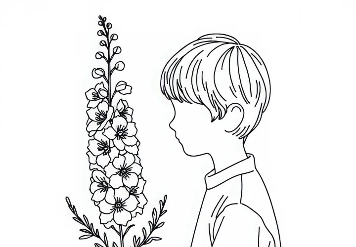 L'enfant tient de la grande rue – dessin à colorier gratuit