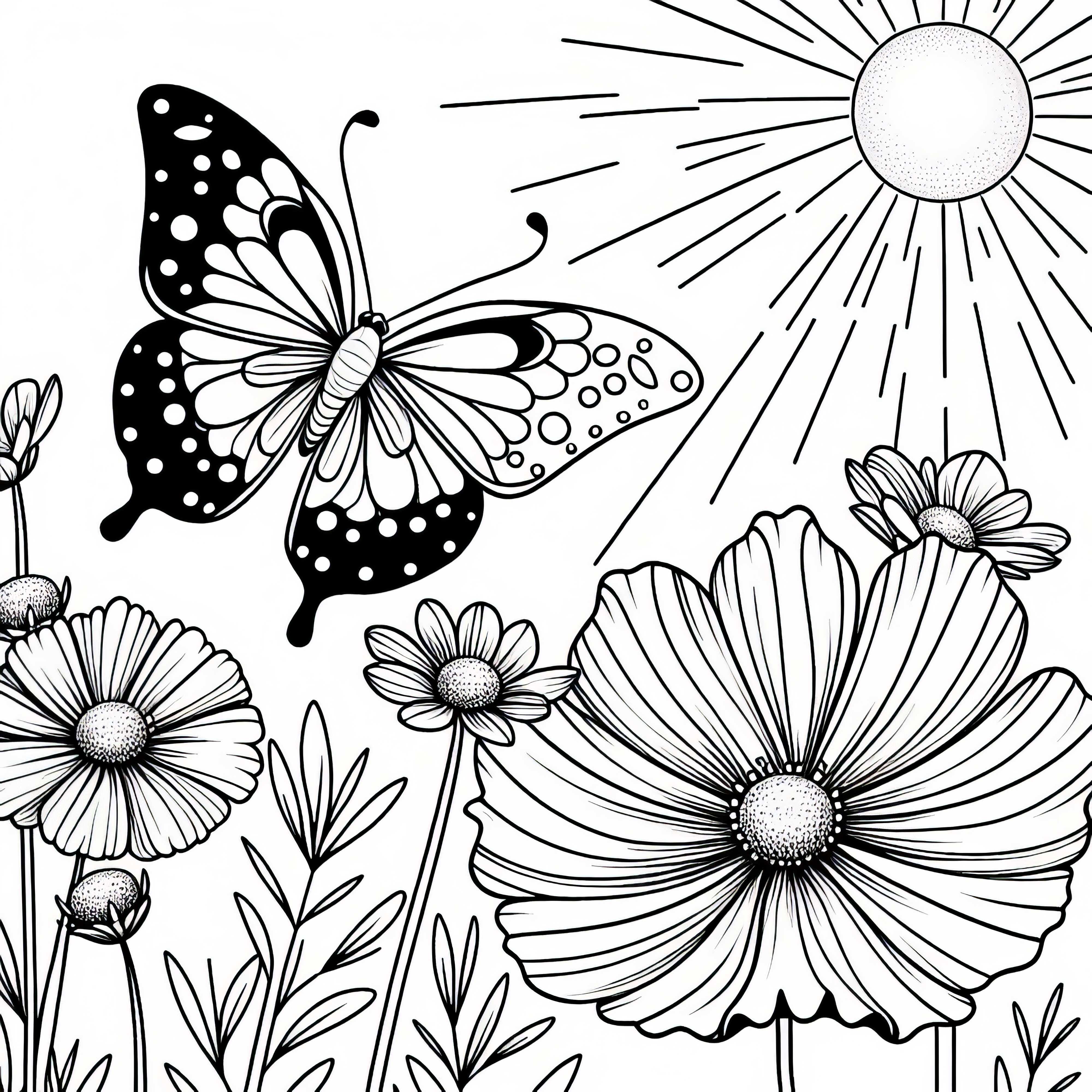 Пеперуда танцува над цвете – безплатна разцветка на кошничка за бижута Пеперуда танцува върху цвете – Картина за оцветяване на бижутерийна кошничка безплатно