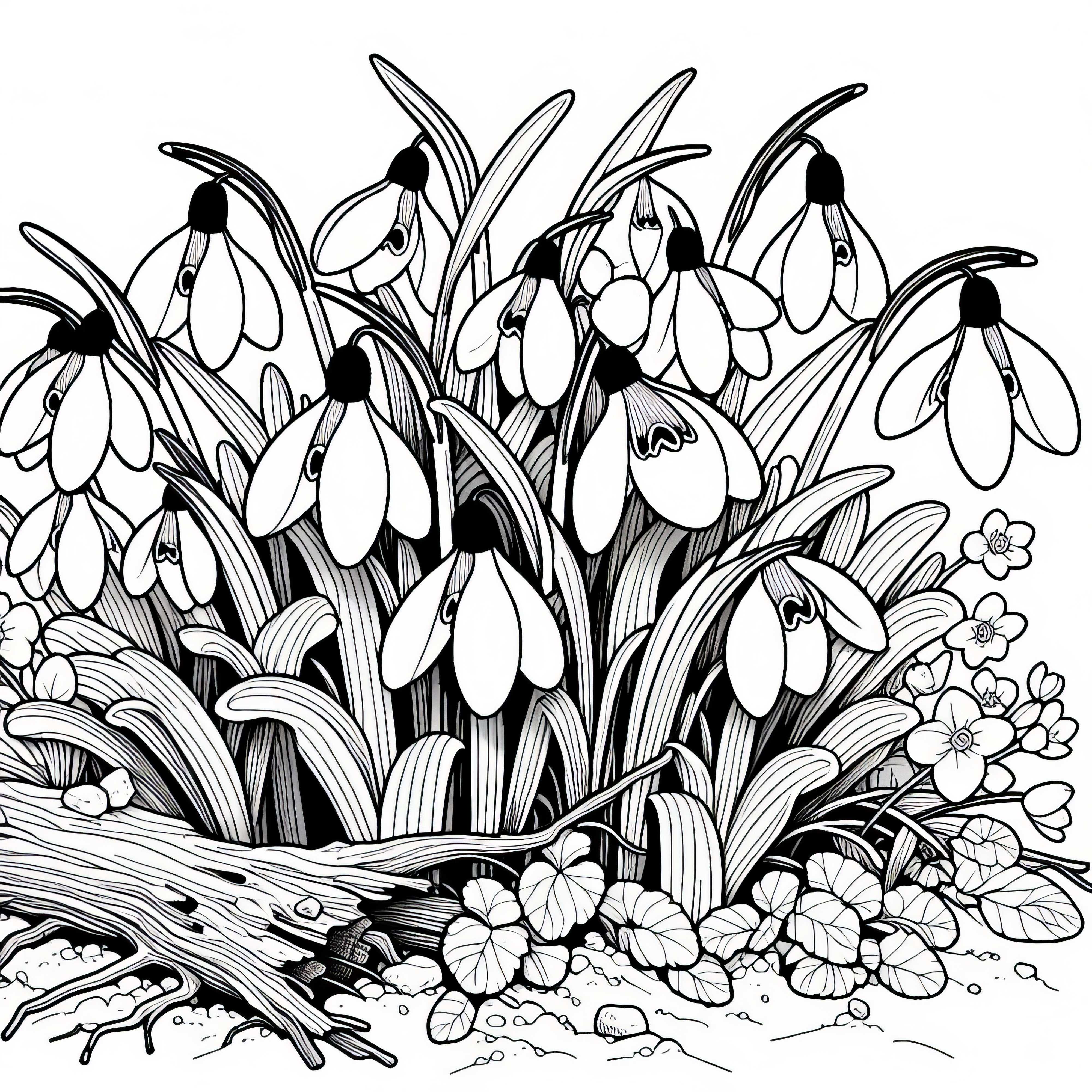 Безплатен шаблон за оцветяване на няколко снежни лалета Безплатна оцветявка на няколко снежинки