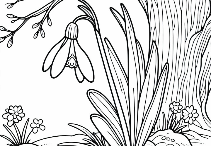 Зимен ароматник расте в сенчест ъгъл под дърво – Безплатна оцветявка