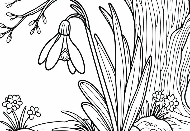 Sneguljčica raste v senčnem kotičku pod drevesom – brezplačna barvna slika