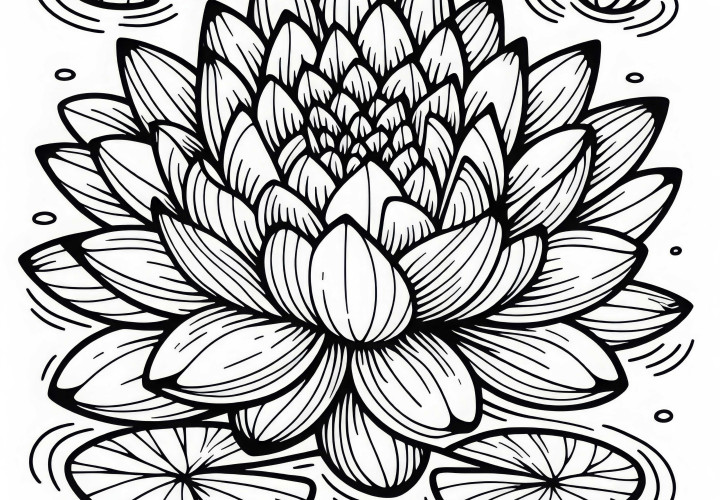 Цвете на водната лилия – безплатна рисунка за оцветяване