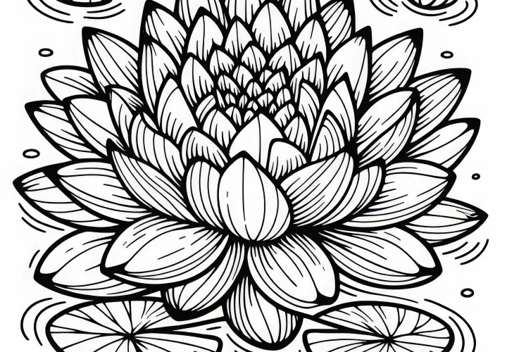 Květ leknínu – omalovánka zdarma