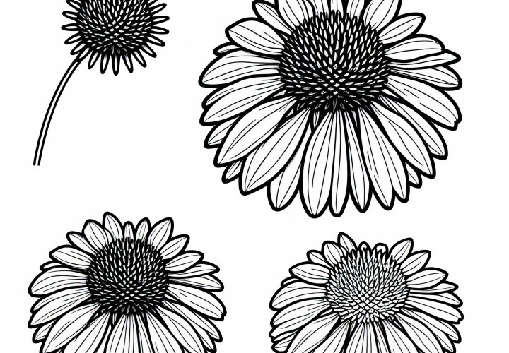 Оцветяваща картина на цвете: Безплатно изтегляне на оцветяваща страница с слънчоглед