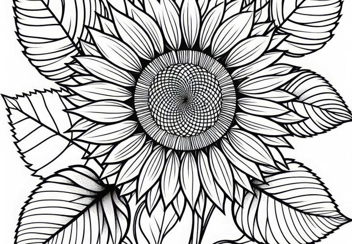 Плакат за оцветяване на цветето Слънчоглед Безплатно