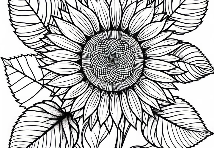 Květ květiny slunečník omalovanka zdarma