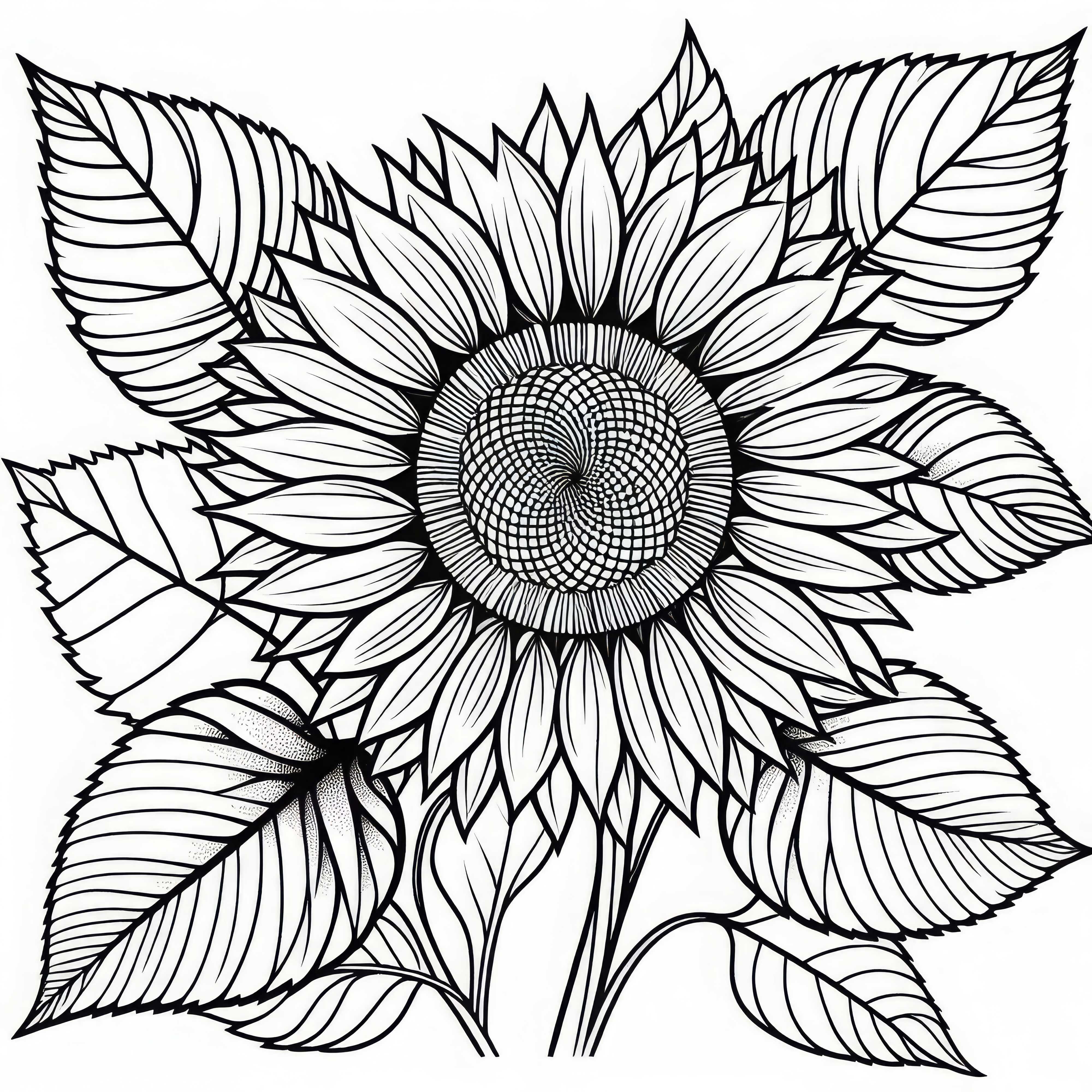 Цвете на цветето слънчоглед Оцветяваща страница Безплатно