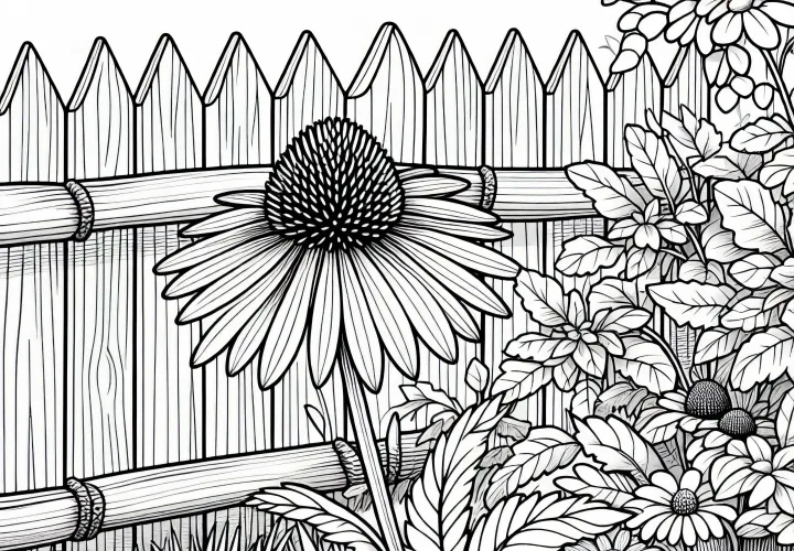 Květina sluneční klobouk roste v zahradě – pracovní list zdarma