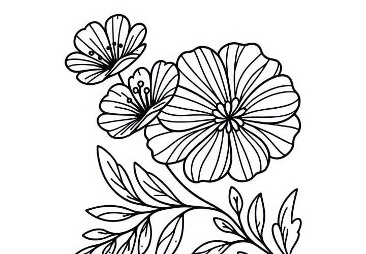 Ausmalbild der Blüte der Blume Veilchen kostenlos herunterladen