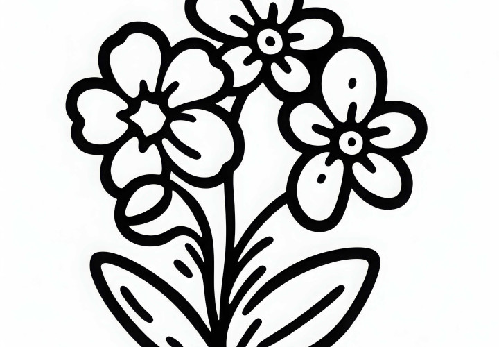 Blüte der Blume Vergissmeinnicht Ausmalbild Gratis