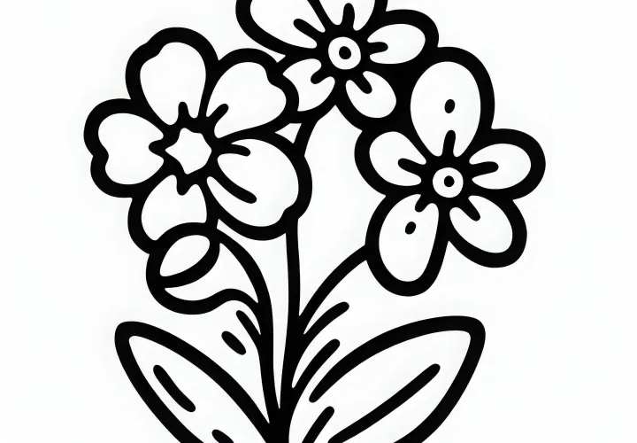Květenství květiny Nezábudka, omalovánka zdarma