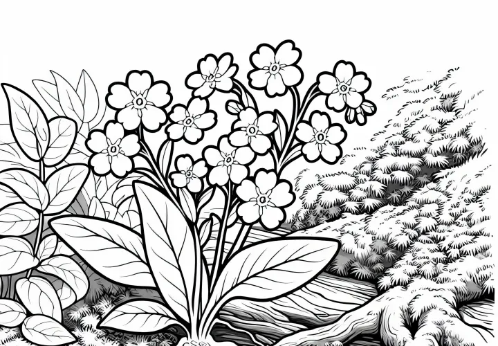 Zapomeň na mě na lesní půdě – Malovací obrázek zdarma k stažení