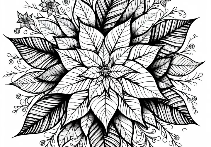 Vybarvovací obrázek vánoční hvězdy – Bezplatný obrázek ke stažení